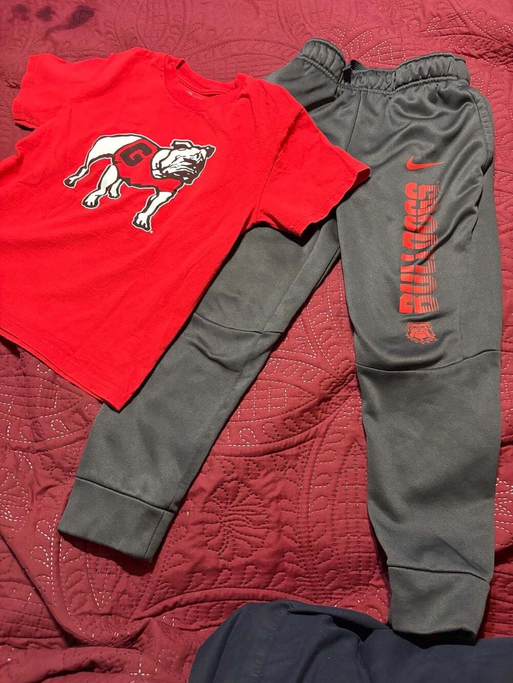 Georgia Bulldogs T-Shirt Size YS 6-7 and Nike UGA pants size 6-7